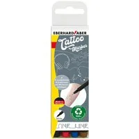 Eberhard Faber Nagel-Tattoo EBERHARD FABER Tattoostifte Set One Line mit Schablone 4 Stück