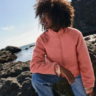 Steppjacke mit Teddy-Ärmeln für Damen, Damen, size: regular, Rot, Polyester, by Lands' End