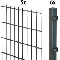 GARDEN 'N' MORE Doppelstabmattenzaun Standard, (11-St), 5 Elemente für 10 m, LxH: 200 x 83 cm, mit 6 Pfosten