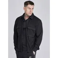 Siksilk Langarmshirt SikSilk Herren Schwarzes Smart Overshirt