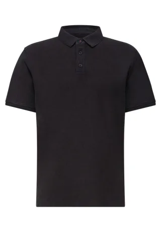 Street One - Kurzarm Poloshirt mit Struktur blau - Gr. - L