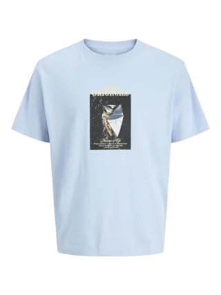 JACK&JONES - JORNORREBRO PHOTO TEE SS CREW NECK LN Cashmere Blue - Gr. - S