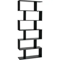COSTWAY Bücherregal, Standregal mit 6 Fächern, 20 kg/Ebene, 80x23x192cm, schwarz