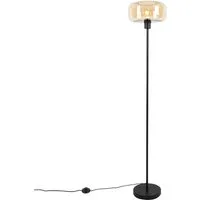Qazqa Stehlampe Bizle, ohne Leuchtmittel, Warmweiß, QAZQA Stehlampe, e27, Beige, Glas, Art Deco