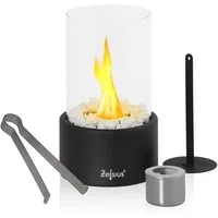 Zelsius Tischfeuer Tischkamin für Indoor und Outdoor, Schwarz, Ø 16,5 x 27 cm, Ethanol