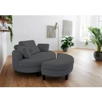 ATLANTIC home collection Loveseat Ravi Sessel, B: 114 cm, Sitzhöhe: 42 cm, XXL- Sessel, mit Stauraumhocker, Rückenstütze & 4 Zierkissen