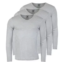 Young & Rich Langarmshirt Herren Uni Basic Longsleeve V-Ausschnitt Unterziehshirt 2001 3er Pack (3er-Pack, 3-tlg., 3er-Pack) V-Ausschnitt unifarben langarm slim fit