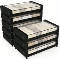 Sekey Unterbettkommode Unterbett Aufbewahrungsbox mit deckel transparente Aufbewahrungstasche, 8 St Organizer mit Rollen für Kleiderschrank zur Aufbewahrung