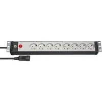Premium-Line Steckdosenleiste 8-fach, 19" Format schwarz/hellgrau, 1,5 HE, 3 Meter, Kaltgerätestecker
