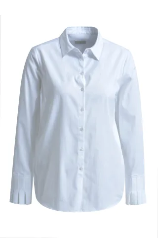 Milano Italy - shirt blouse 1/1 sleeve w/ pleated cuff white - Gr. - 40