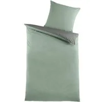 Optidream Bettwäsche Set Renforcé 135x200 Baumwolle salbei-grau grau, Renforcé, 2 teilig, Sommer Geschenke Idee Frauen Männer weich sale Reißverschluss Partner