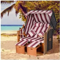 Outsunny Strandkorb Doppelte Sonnenliege mit Dach und Getränkehaltern 5-stufige, BxTxH: 118x79x160 cm, Halblieger, 867-059GY, (Sonnenliege, 1-tlg., Doppelte Sonnenliege), 2-Sitzer