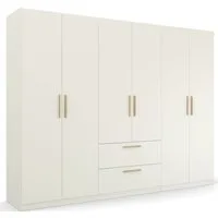rauch Kleiderschrank Drehtürenschrank Schrank Garderobe Ankleide SKANDI BY QUADRA SPIN (Breiten: 181/226/271 cm, Höhe 210 cm) im Landhaus-Stil mit Massivholzgriffen aus Wildeiche, mit Schubladen