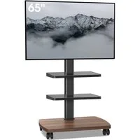 AOKCOS TV-Ständer, (bis 65 Zoll, mit Holzbasis & 2 Ablagen)