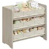 SONGMICS Spielzeugtruhe Kinderregal Spielzeugregal, mit 9 Aufbewahrungsboxen aus Vliesstoff, Kinderzimmer Regal