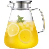 FELIXLEO Karaffe Karaffe aus Borosilikatglas mit Deckel und Ausgießer, 2 Liter/70oz, (1-tlg)