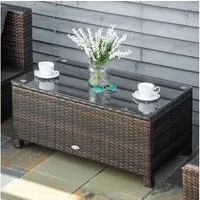 Outsunny Gartentisch Garten Beistelltisch Polyrattan (Balkontisch, 1-St., Couchtisch), Braun 85 x 50 x 39 cm