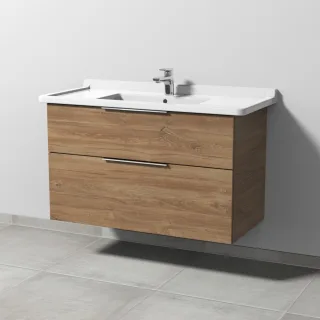 Sanipa 3way Waschtischunterbau zu Duravit Starck 3 Waschtisch mit 2 Auszügen, Eiche-Kansas UM71259