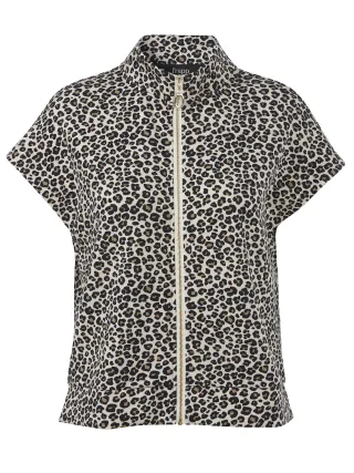 Frapp - Weste Kragen Zipper Druck camel multicolor - Gr. - 44