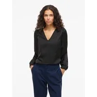 Vila Langarmshirt VIELLETTE L/S SMOCK SATIN TOP - NOOS Kunstfaser, regular fit
