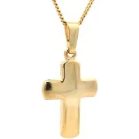 HOPLO Kreuzanhänger Gold Anhänger Kreuz mit Goldkette massiv 585 - 14 Karat Gold 36 cm, Made in Germany