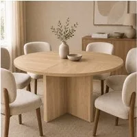 BBWL Esstisch für 4-6 Personen, skandinavisches Design, MDF-Tischplatte, Runder Esstisch 120x120 cm, vielseitiger Küchentisch