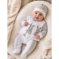 La Bortini Strampler Baby Set Erstlingsset Stramplerhose Hemdchen Mütze für Neugeborene (Erstausstattung, für Jungen und Mädchen, Anzug 3-teilig) Baumwolle