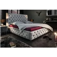 riess-ambiente Polsterbett PARIS 180x200cm silbergrau (1-tlg), Schlafzimmer · Samt · Ziersteppung · Design