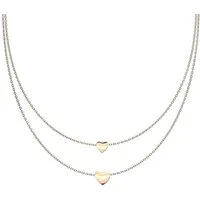 BUNGSA Ketten-Set Doppelkette mit zwei Herzen Edelstahl Damen Roségold (1-tlg), Halskette Necklace