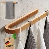 DEKAZIA Handtuchhalter aus massivem Eichenholz Kleben oder Bohren, selbstklebend, Handtuchleiste Wand Badezimmer WC, Design-Patent in Deutschland