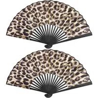FELIXLEO Handfächer 2 Stück Handfächer Faltbare Fächer Stoff Taschenfächer Leopard, (2-tlg)