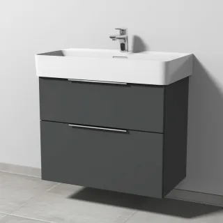 Sanipa 3way Waschtischunterbau zu Laufen VAL Waschtisch mit 2 Auszügen, Anthrazit-Matt UM82322