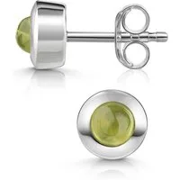 Materia Paar Ohrstecker Peridot Edelstein Ohrringe Grün rund SO-207, 925 Sterling Silber