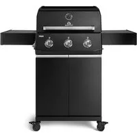 BURNHARD® Gasgrill 3-Brenner, 9,6 kW, Edelstahl-Stabbrenner, Piezo-Zündung, Edelstahlrost, große Grillfläche, Alu-Druckguss-Seitenteile – FRED Base