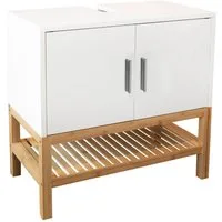 osoltus Badregal osoltus Unterschrank Waschbeckenunterschrank Osaka Bambus / weiß
