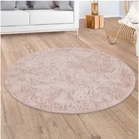Paco Home Hochflor-Teppich Silky 591, rund, Höhe: 37 mm, Uni Farben, besonders weich und kuschelig