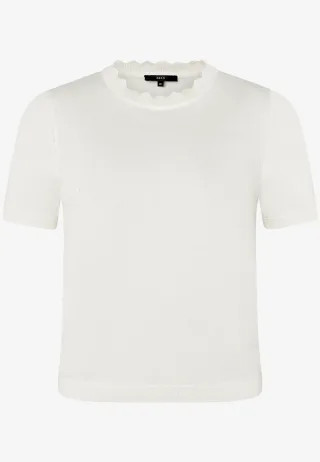 zero - Kurzarmpullover mit Wellensaum offwhite - Gr. - 40