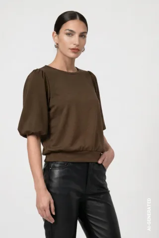 monari - Sweatshirt mit Puffärmeln olive - Gr. - 36
