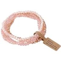 KARMA Armband Set Damen Glasperlen 4er Set Rosé, Bunt, Blau, Türkis oder Grün (Geschenk für sie Perlenarmband, 4-tlg., filigranes Design modern Armband Damen), wasserfest