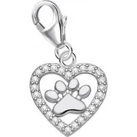 Goldene Hufeisen Charm Herz Tierpfote Karabiner Charm 925 Silber Anhänger Herz, Pfoten Schmuck für Armbänder oder Kettenanhänger