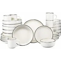 CreaTable Kombiservice Nordic Festive, Service 30-tlg. (30-tlg), 6 Personen, Steinzeug, Minimalistisches Design, Dezente goldene Akzente