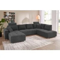 Jockenhöfer Gruppe Wohnlandschaft Orlando U-Form, B: 337 cm, Liegefl. 135x305 cm, mit Bettfunktion, Bettkasten, 2 Kopfstützen & 2 Zierkissen, Federkern