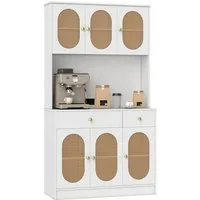 COSTWAY Küchenbuffet 180 cm Küchenschrank mit Ladestation & Arbeitsplatte