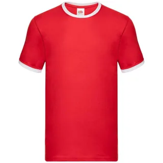 Fruit of the Loom - "Ringer" T-Shirt für Herren (Rot/Weiß)