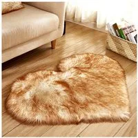 Sunicol Hochflor-Teppich Kunstfell Herz Teppich, Weich Plüsch, Flauschig Fußmatte Badematte, Herzform 30cm*40cm, Waschbar Weicher Shaggy Flauschige Langflor Badteppich