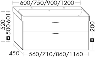 Burgbad Waschtischunterschrank System 30 Preisgruppe 3 Diago 520x860x450 Steingrau Solid Matt WYKC086F6559