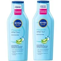 Nivea Sun After Sun-Lotion 2 x 400ml 48h+ Feuchtigkeit Kühlend Hyaluron, 2-tlg., mit Bio-Aloe Vera, Vitamin E und Hyaluron