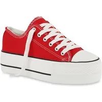 VAN HILL 842206 Plateausneaker Damen Plateau Sneaker - Modischer Low-Top Stoffschuh mit hoher Sohle