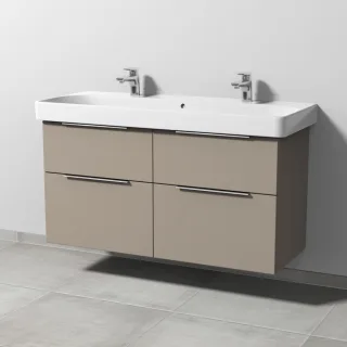 Sanipa 3way Waschtischunterbau zu Geberit Smyle Square Waschtisch mit 4 Auszügen, Sandgrau-Matt UF67367