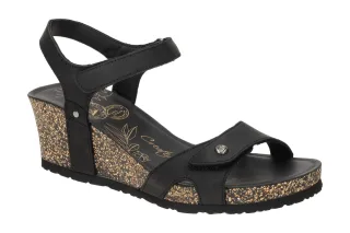 Panama Jack Damen Sandalette Julia Basics B1 Negro/Schwarz - Keilabsatz 4,5cm